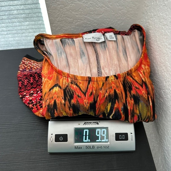 NWT Kim Rogers Orange Printed Short Sleeve Scoop Neck Godet Casual Dress Size PS - Picture 10 of 10